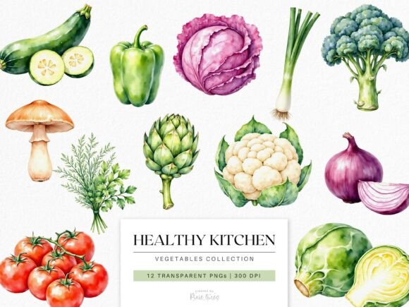 Download Watercolor Vegetables Healthy Kitchen - Premium Resources