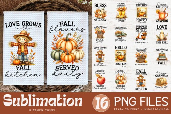 Download Fall Kitchen Towel Sublimation Designs - Towel Collection