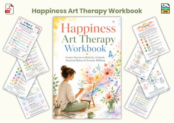 Download Happiness Art Therapy Workbook - Premium Bundle