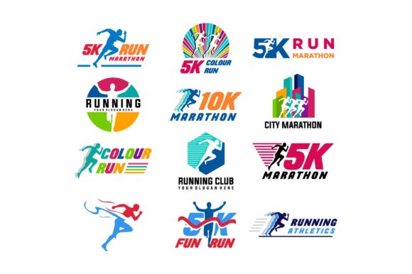 Download Run Sport Club Logo Templates Set - Run Collection